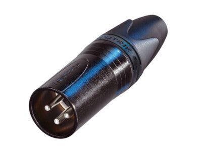 Neutrik NC3MXX-BAG 3-pin male XLR cable connector with black metal housing
