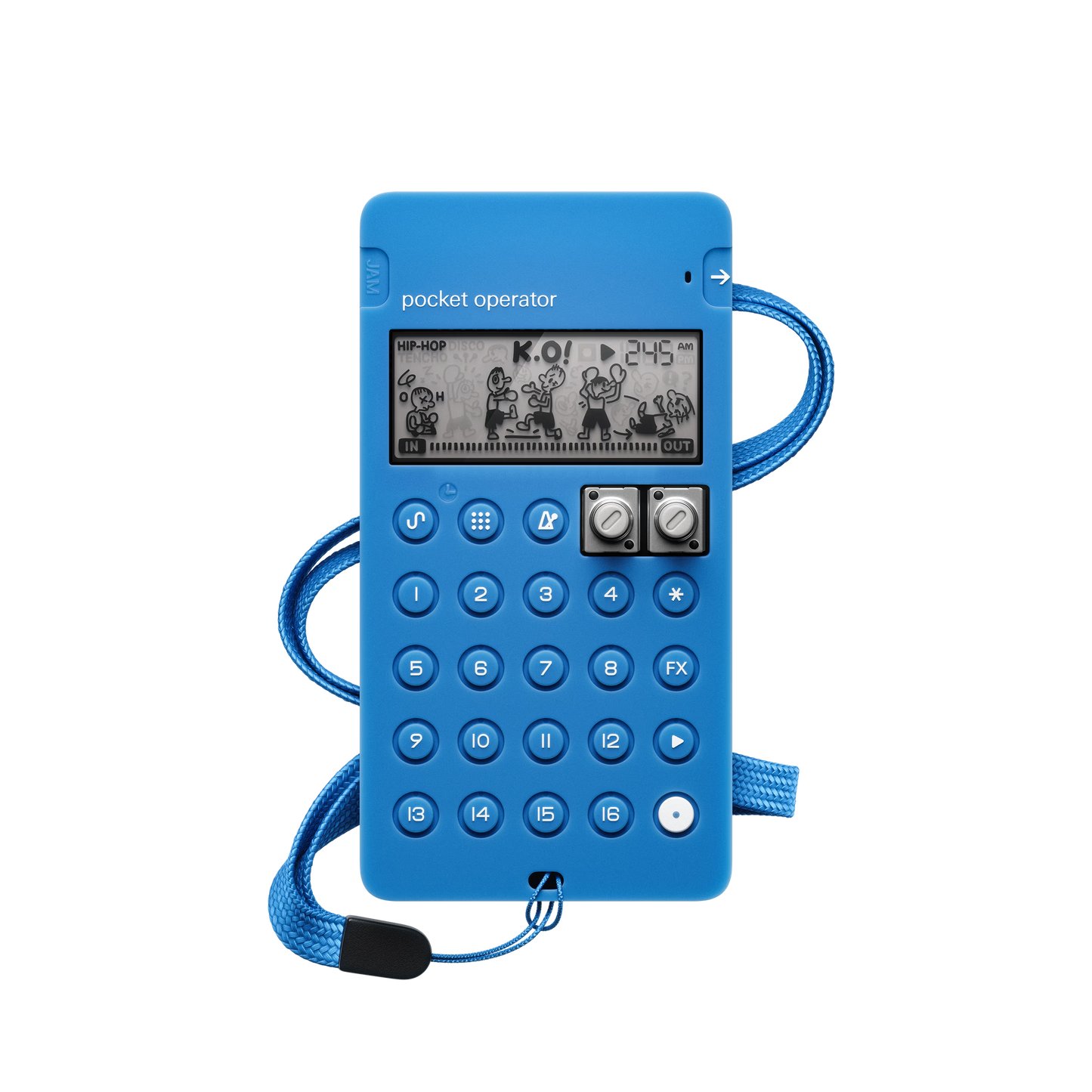 Teenage Engineering CA-X silicone case for Pocket Operator in blue front view