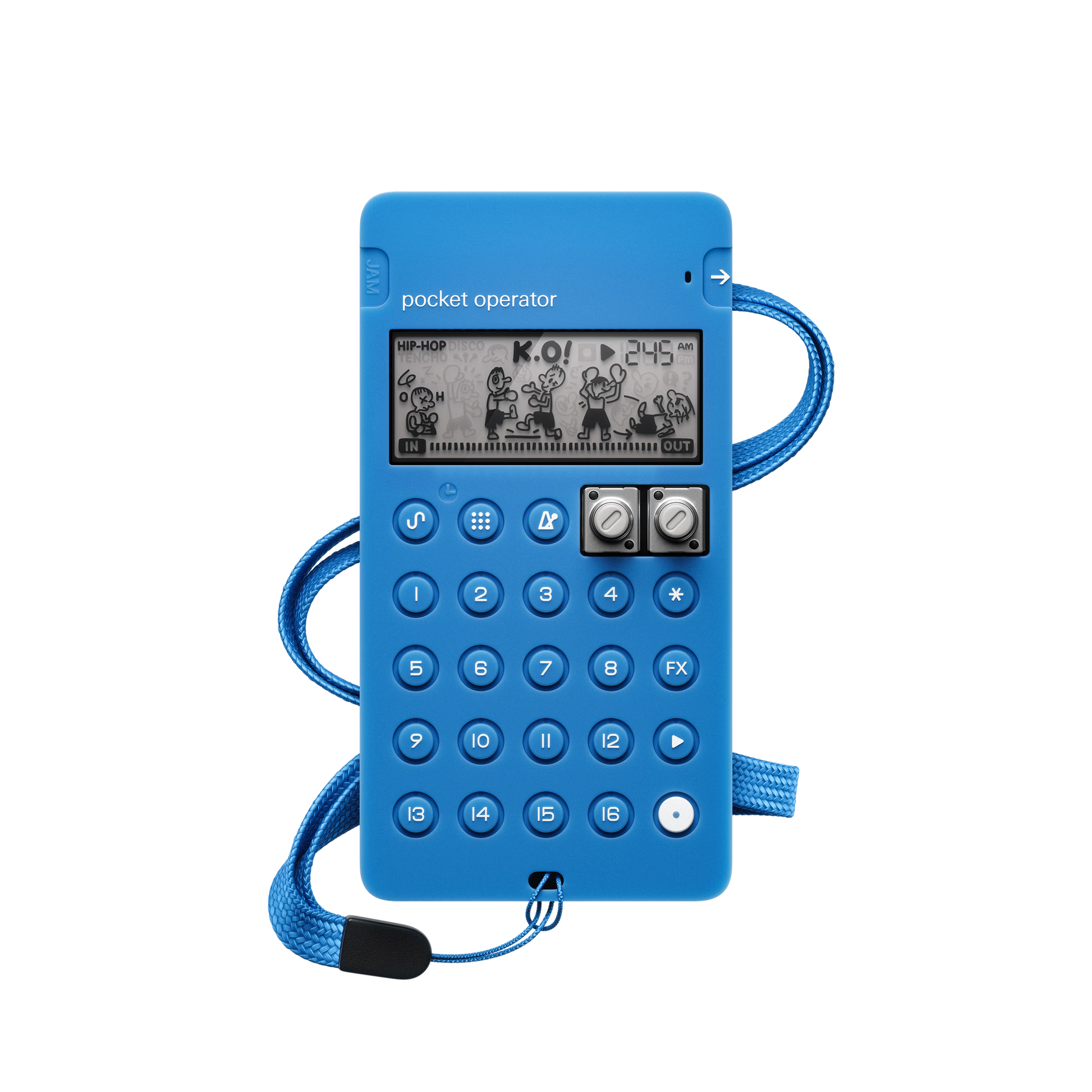 Teenage Engineering CA-X silicone case for Pocket Operator in blue front view