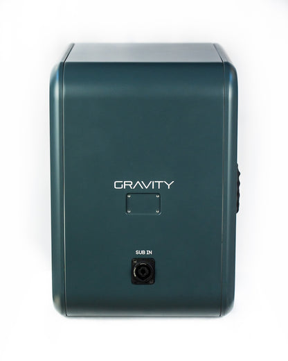 Ex Machina Gravity studio subwoofer rear connection panel close-up